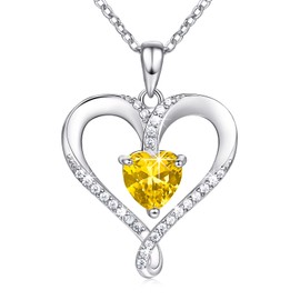 ESSIE ODILA Necklaces for Women Sterling Silver Birthstone Necklace for Women Heart Pendant Necklaces Birthday Anniversary Christmas Gifts Jewelry for Mom Wife