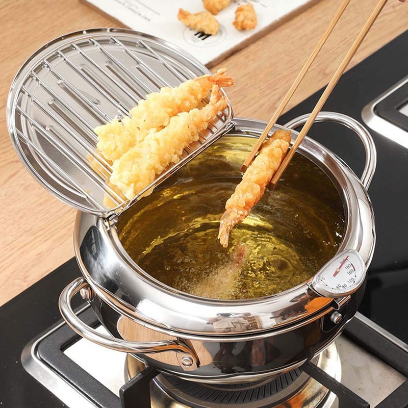 TAMUME 2.5 L Frying Pot with Stainless Steel Lid and