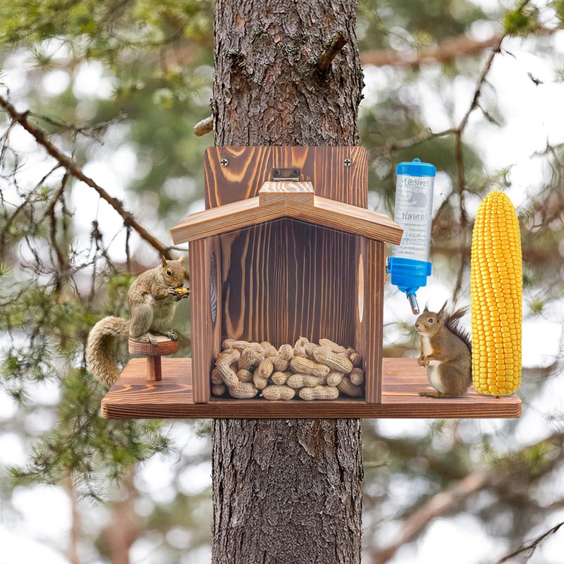 Squirrel Feeder for Outside, Squirrel Picnic Table Feeder for Corn