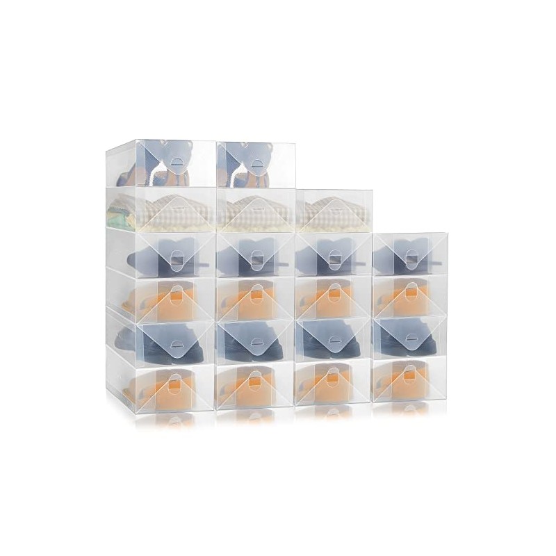 20 Pcs Clear Stackable Women's Shoes Boxes Fit Size 9/10