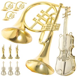 HOMSFOU 12pcs Musical Instrument Model Christmas Tree Decorations House Accessories for Home Indoor Playset Christmas Musical Instrument Ornaments Mini Instruments Miniature Guitar Trumpet