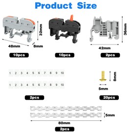 Pack of 20 DIN Rail Terminals, 0.08-4 mm² PCT-211 DIN Rail Terminals, Terminal Block Passage Connector, Clamp Block DIN Rail, Clamps Feed-Through Clamp for Fixed Cable Automation Projects