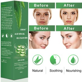 Aloe Vera Gel 100% Natural for Face, Hair and Body, Natural, Soothing and Nourishing Moisturising Cream, Ideal for Dry and Stressed Skin & Sunburn, 250 ml
