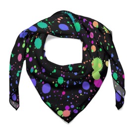 Rqzwdq Glow in Dark Splatter Neon Silk Scarf Square Scarves 27" X 27" Neck Scarf Headscarf Shawl Wrap Bandana for Hair Wrapping Headband for Women Ladies