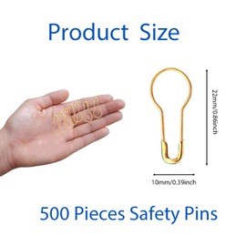 Transun Moo 500Pcs Gold Safety Pins 0.8" Metal Bulb Pins Gourd Pin Clothing Tag Pins Calabash Pin for DIY Craft, Home Accessories