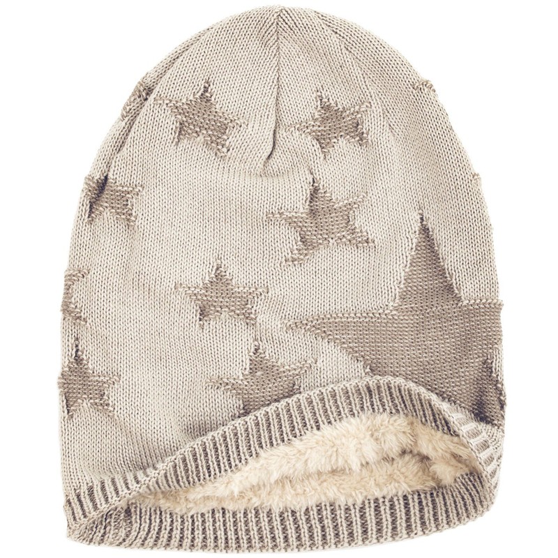Compagno Stars Winter Warm Lined Beanie Woven Pattern One Size