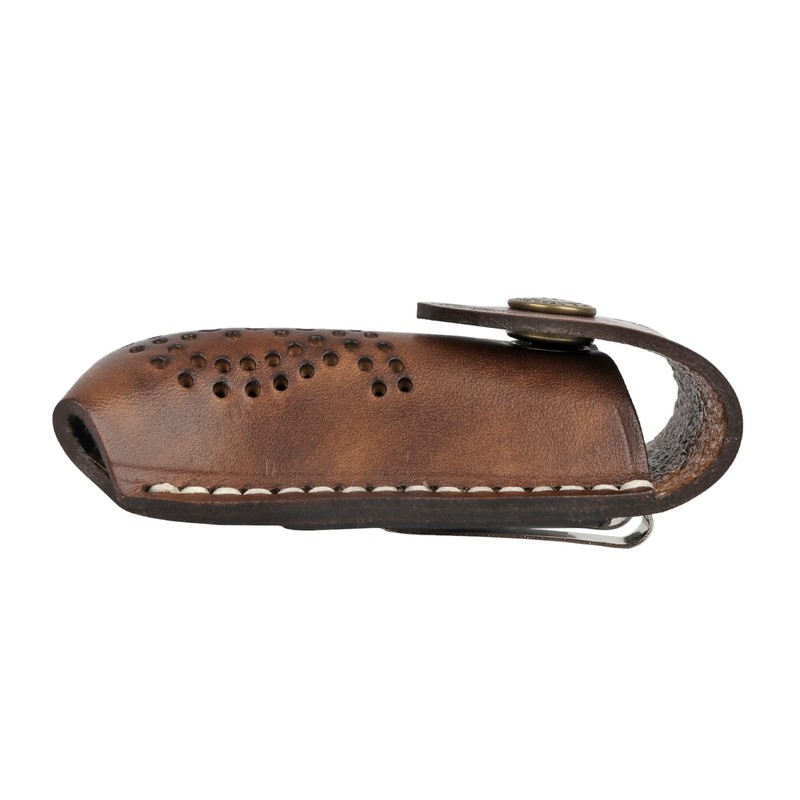 Tourbon EDC Leather Pocket Folding Knife Sheath Carrier Holster Flashlight