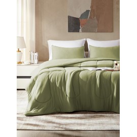 SLEEP ZONE Bedding Set for King Size, 3 Pieces Comforter Sets for Family, Bedroom, Guestroom, Super Soft and Skin Friendly for Adults and Children, Washable (Green, King)