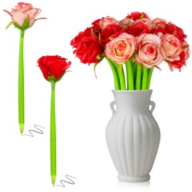 28 Pcs Flowers Pen Artificial Rose Pens Rose Shaped Ballpoint Pen Black 0.5mm Gel Ink Rollerball Pen Valentine's Day Flower Pens Gel Ink Pens for Women Girls Teens Office School Supplies Students Kids