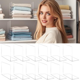 Lebouri Shelf Dividers for Closet Organization - Acrylic Closet Dividers for Shelves - Clear Free-Standing Shelf Separators for Clothes Sweater Purse