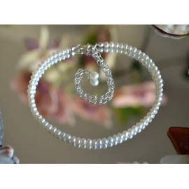 Shells by Patty Gorgeous White Pearl & Italian .925 Sterling Ankle Bracelet 7 to 9 Inches