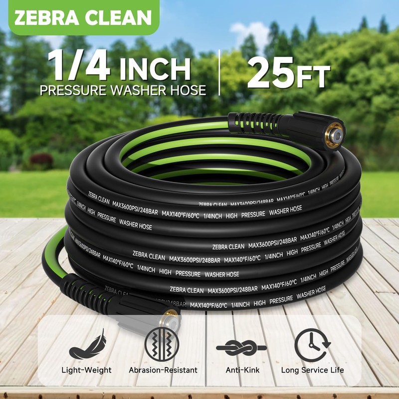 Pressure Washer Hose，3600 PSI Kink Resistant Power Washer Hose Replacement–