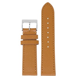 StrapsCo Classic Textured Leather Quick Release Watch Band Strap - Tan - 21mm - Short