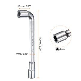 HARFINGTON 2pcs L Shaped Angled Hex Socket Wrench 6mm 45# Steel Double Ended Metric 6 Point Tubular Socket Spanner for General Repairing, Pipeline, Bicycle Car Maintenance