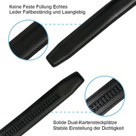 Chaberlu Men's Leather Belt Ratchet Automatic Buckle Business Suit Belt Adjustable Leather Belt for Jeans, Width 35 mm, Size Adjustable, Black A6