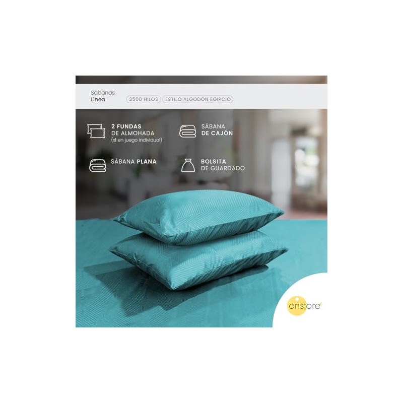 On Store. Juego de sábanas 2500 Hilos Tacto Suave Egipcio