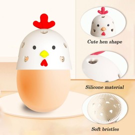 SanKristo Silikon-Ei-Reinigungsbürste 2 Pack, Hühnerkopf Geformt Frische Eierreiniger Reiniger Wiederverwendbar Multifunktionale, Ei Spinnerei Reiniger Bürste Gemüse Schrubber