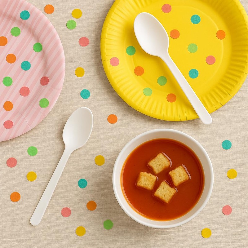 MERCHARII 100 Heavy Duty White Spoons, Perfect for Picnics, Parties,