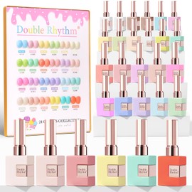 Double Rhythm 28Pcs 0.5Oz Gel Nail Polish Set Same Color Same Bottle Soak Off Gel Polish Kit Nail Art Manicure Salon DIY at Home for Women (Pastel Candy Collection-T24-5)
