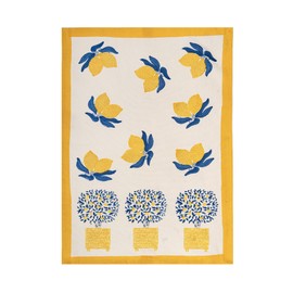 Couleur Nature Lemon Tree Tea Towels, 20-inches by 30-inches, Blue/Yellow, Set of 3