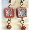 Bronze and Rustic Red Czech Bead Earrings. Jewelry Earrings for