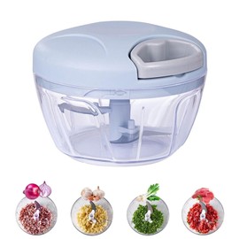 Vegetable Cutter, 500 ml Manual Onion Chopper with Pulley, Multi Chopper with 3 Stainless Steel Blades, Chopper Kitchen for Vegetables, Garlic, Onions