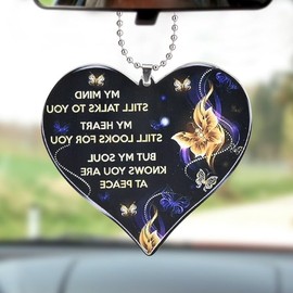 Valentine’s Day Butterfly Heart Keepsake Ornament - Car Mirror Hanging Accessories Backpack Key Hanging Pendant - Valentine’s Day Gifts for Wedding Anniversary Give Boyfriend/Girlfriend Gifts