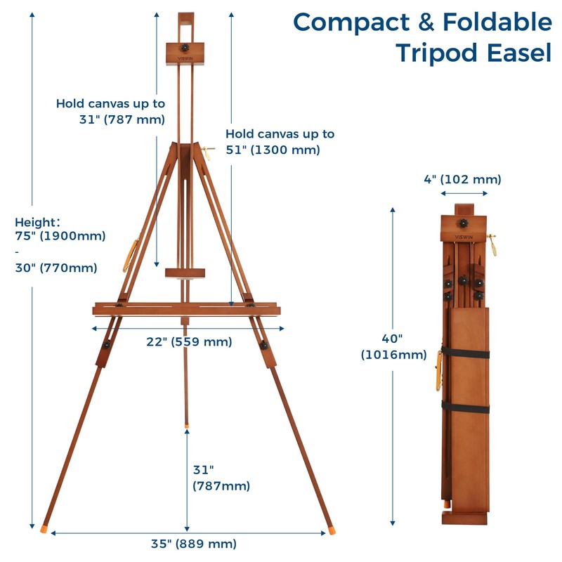 VISWIN Portable Easel for Painting with Bag, Tilting Flat &