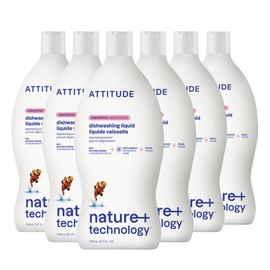 ATTITUDE Dishwashing Liquid, EWG Verified, Vegan Dish Soap, Plant Based, Naturally Derived Products, Unscented, 23.7 Fl Oz (Pack of 9)