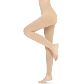 15-20 mmHg Compression Stockings for Women & Men, Footless Compression Pantyhose, Compression Leggings Support Hose for Varicose Veins, Swelling, Doctor, Teacher (Beige, M)