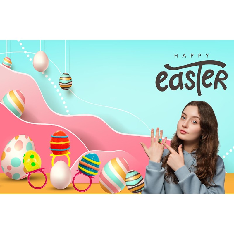 Fruidles Easter Eggs Candy Rings, Hard Candy, Individually Wrapped (24-Pack)