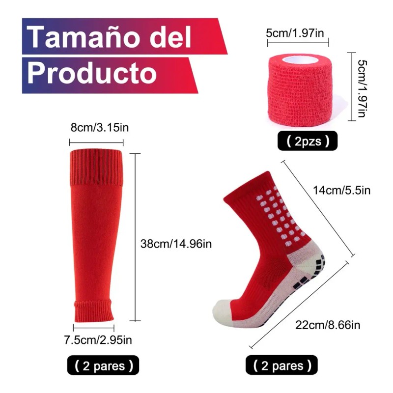 Calcetas Antideslizante Futbol Y Manga Media+cinta Cohesiva