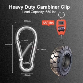 KINLINK 1 Pack 304 Stainless Steel Carabiner Clip, 4 inch Heavy Duty Spring Snap Hook, Carabiner Clips for Outdoor Camping, Swing Set, Hammock, Hiking, Travel, Fishing, Weight Lifting Machine