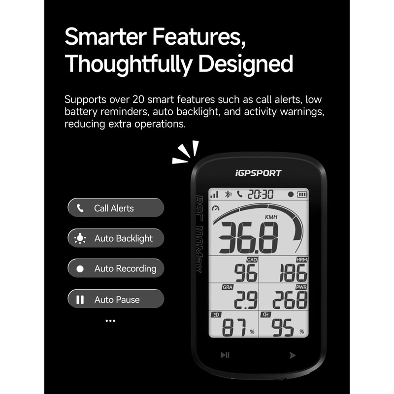 iGPSPORT BSC100MAX GPS Bike Computer, Wireless 3'' Screen Auto Start/Stop