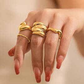 Sora Tuki Chunky Gold Rings That Don't Tarnish Gold Statement Rings Gold Thick Rings Bold Rings Women Non Tarnish Gold Rings for Women Chunky Gold Jewelry