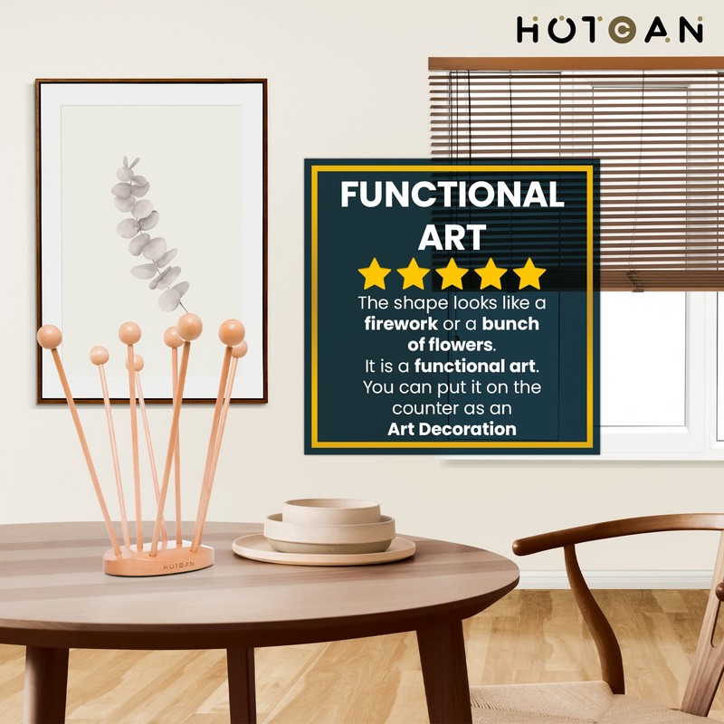 HOTCAN Beech Wood Plastic Bag Drying Rack - Reusable Bag