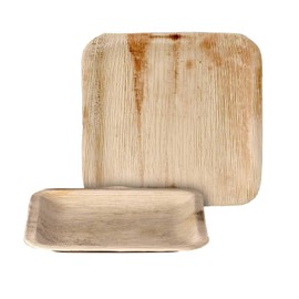 Palmplate high-quality environmentally friendly disposable tableware made of palm leaves, compostable, biodegradable, 200 pieces palm leaf bowl, square, 20 cm x 20 cm, disposable dish, disposable dish.
