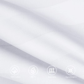 Pillow Protector King Size 100% Egyptian Cotton Pillow Covers, 400 Thread Count Sateen Weave Cooling Pillow Cases with Zipper Hidden, Breathable Non Noisy Easy Care, Set of 4 (Striped White)