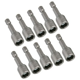 Saipor 10 Pieces 8 mm Magnetic Socket Wrench Set Socket 1/4 Inch Hex Drill Bit Adapter Metric Hex Socket for Drill or Cordless Screwdriver (Chrome Vanadium Steel)