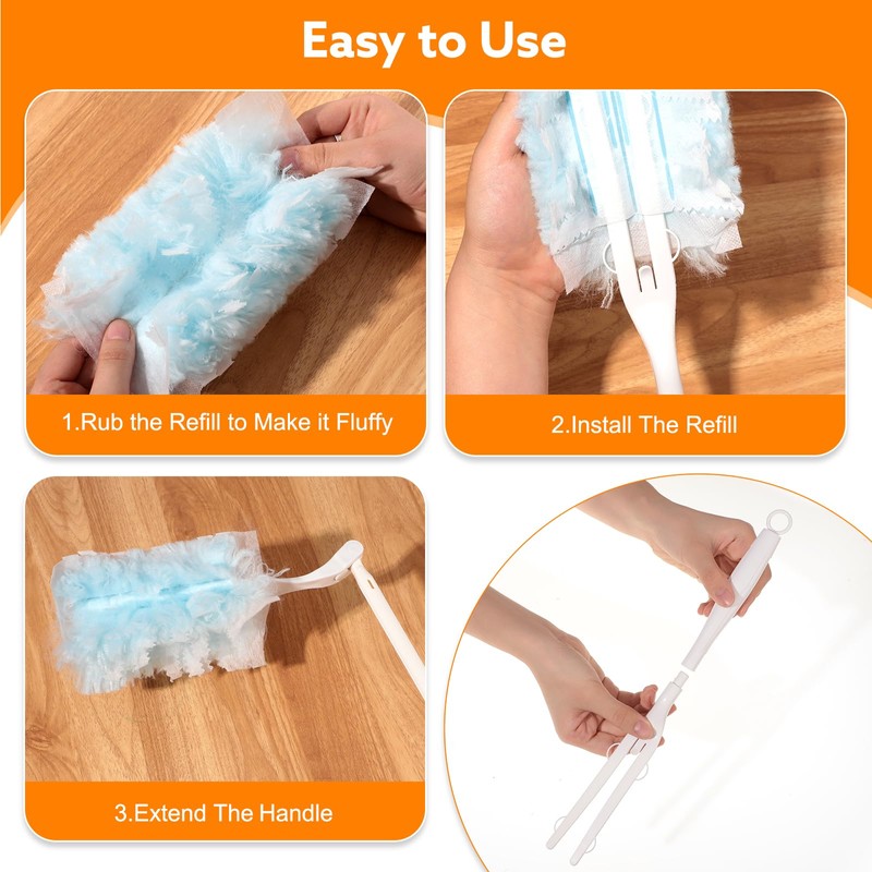 30PCS Duster Refills Compatible with Flash, 180°Fluffy Duster Refills with