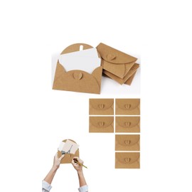 Honwor 25 Mini Kraft Envelopes with Heart Closure - DIY Gift & Thank You Cards