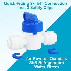 smardy Shut-off Valve for 1/4 Inch (6.35 mm) Water Hose, Reverse Osmosis Quick Fitting, Water Filter Quick Connection Adapter