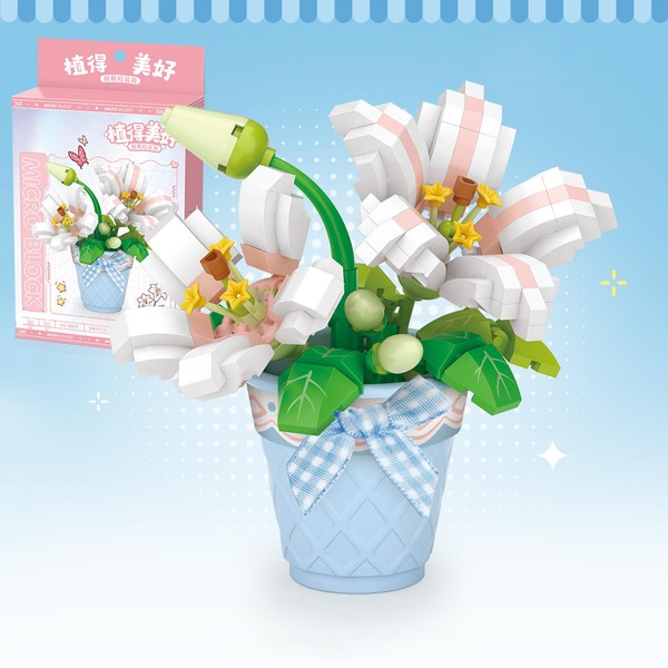 MEIEST Mini Flower Succulent Bonsai Building Blocks,Simulation Pot Plant Particle