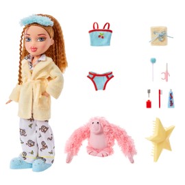 Bratz Bratz Slumber Party Meygan Fashion Doll with 2 Sets of Pajamas, Plush, and Accessories