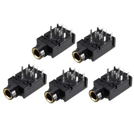 uxcell PCB Mount 6.35mm 9 Pin Socket Headphone Stereo Jack Audio Video Connector Black 5Pcs
