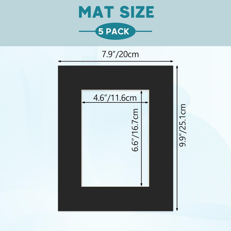ZBEIVAN 8x10 Black Picture Mats with Core Bevel Cut Frame
