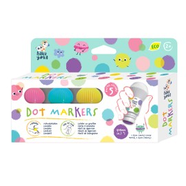 Hakuyoka Dot Markers - Washable Painting 5-Color Set | Easy Grip & Non-Toxic | Fun Dot Art for Kids (Pastel Colours)