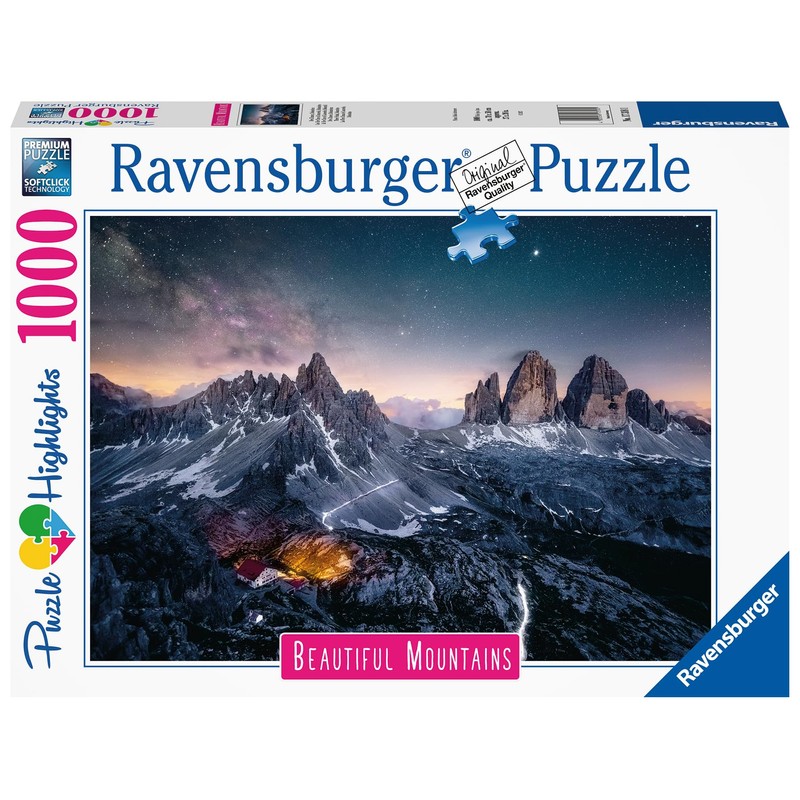 Ravensburger Puzzle 17318 Three Peaks, Dolomites, 1000 Pieces, Beautiful Mountains