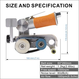 Air Belt Sander 2-3/8" x 10-1/4" Belt Size Pneumatic Tool with 12pc Belts (#40, #60, #80 & #120), Good for Deburring, Sanding and Finishing (2-3/8" x 10-1/4" Sander)