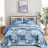 Mybedsoul Blue Quilt Set Queen Size, 3 Pieces Patchwork Bedspread